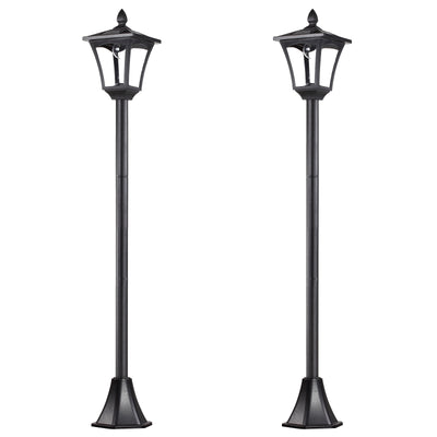 Outsunny 2 Pieces Outdoor Garden Solar Post Lamp Sensor Dimmable LED Lantern Bollard Pathway 1.6M Tall \'e2\'80\'93 Black 