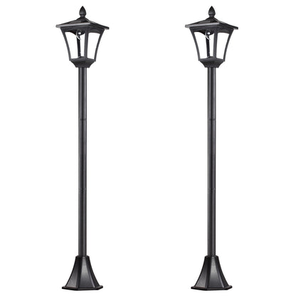 Outsunny 2 Pieces Outdoor Garden Solar Post Lamp Sensor Dimmable LED Lantern Bollard Pathway 1.6M Tall \'e2\'80\'93 Black