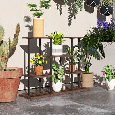Outsunny Four-Tier Wooden Shelf Plant Stand 
