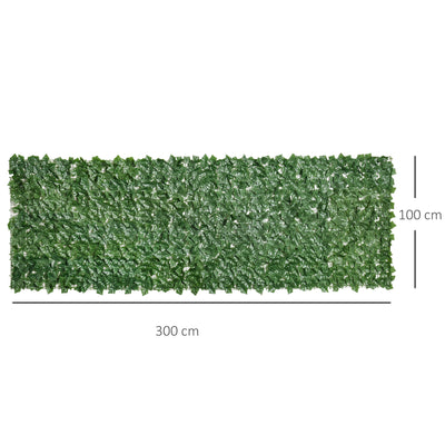 Outsunny 1-Piece Artificial Leaf Hedge Screen Privacy Fence Panel for Garden Outdoor Indoor Decor, Dark Green, 3M x 1M 