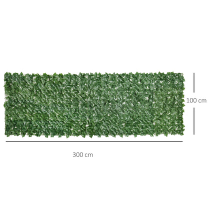 Outsunny 1-Piece Artificial Leaf Hedge Screen Privacy Fence Panel for Garden Outdoor Indoor Decor, Dark Green, 3M x 1M 