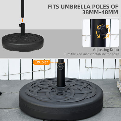 Outsunny Garden Parasol Base Holder, Outdoor Market Umbrella Stand Weight with Built-In Handle, 25kg Water or 35kg Sand Filled, Black 
