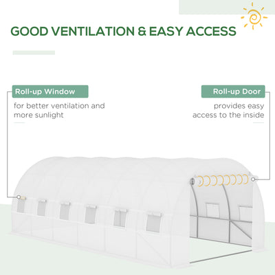 Outsunny Greenhouse Replacement Cover ONLY Winter Garden Plant PE Cover with Roll-up Windows Door, 6 x 3 x 2m White 