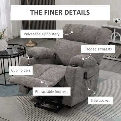 HOMCOM Electric Riser and Recliner Chair for Elderly, Power Lift Recliner Chair with Remote Control, Grey 