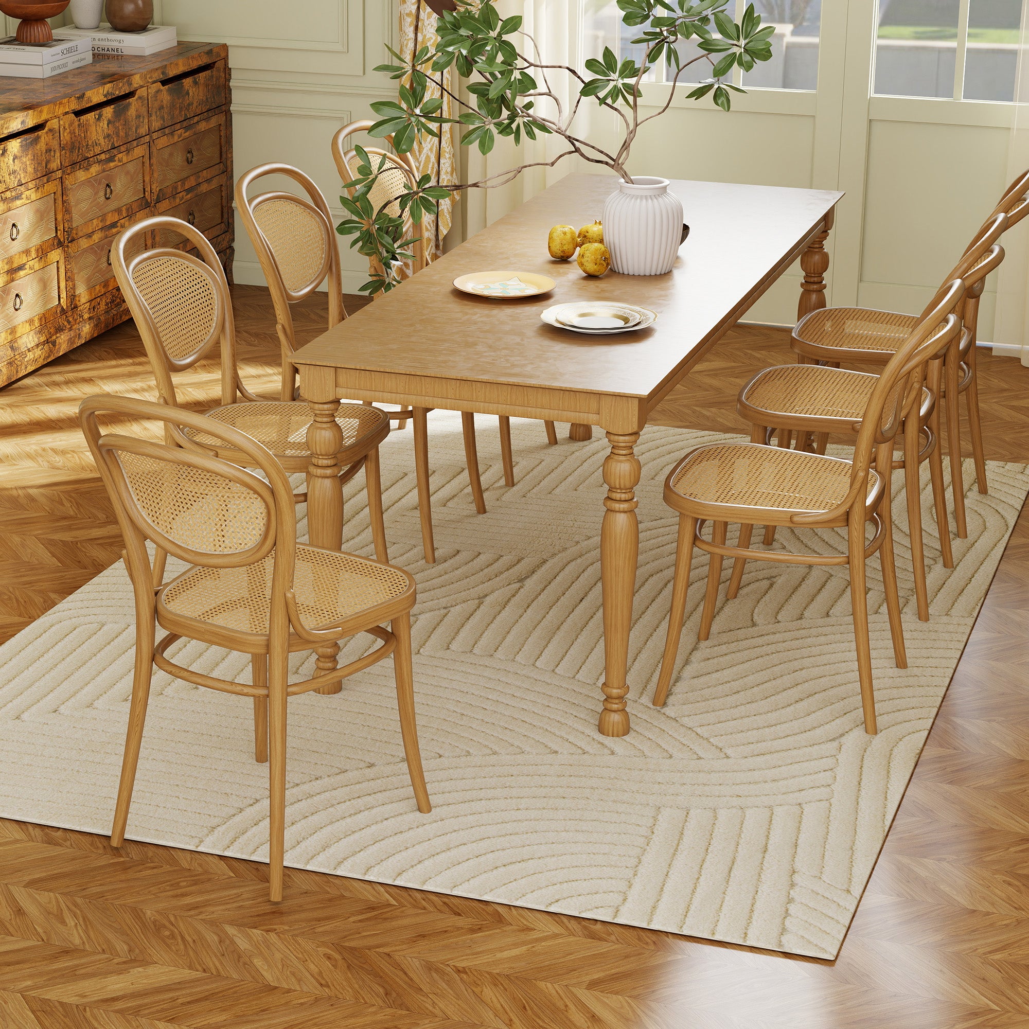 HOMCOM Modern Geometric Rug, Thick & Plush, Non-Slip, 230 x 160 cm – Cream, Living Room/Bedroom/Office 