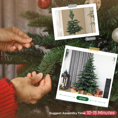 HOMCOM 5ft Artificial Christmas Tree with Realistic Branches, Easy Assembly - Green 
