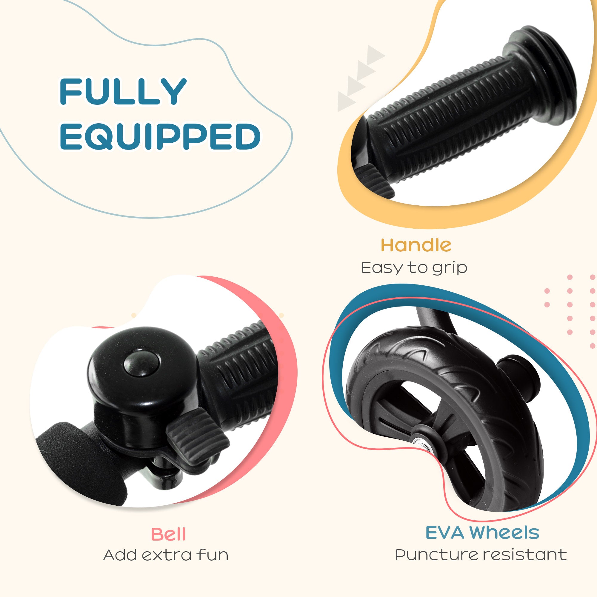 HOMCOM Kids Trike Toddler Tricycle Children Ride on 3 Wheels Bike For 1.5 - 4 Years Black 