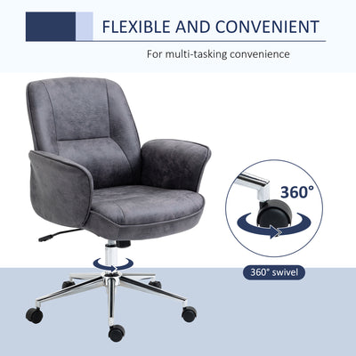 Vinsetto Swivel Computer Office Chair Mid Back Desk Chair for Home Study Bedroom,  Charcoal Grey 