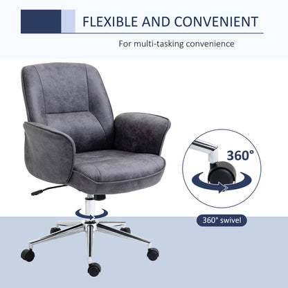 Vinsetto Swivel Computer Office Chair Mid Back Desk Chair for Home Study Bedroom,  Charcoal Grey 