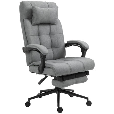 Vinsetto Office Chair with Footrest Ergonomic Office Chair with Armrests Lumber Support and Headrest Light Grey 