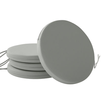 Outsunny Outdoor Bistro Chair Cushions Set of 4 with Removable Cover, 41 x 41 x 5 cm Round Seat Cushions with Ties, Light Grey 