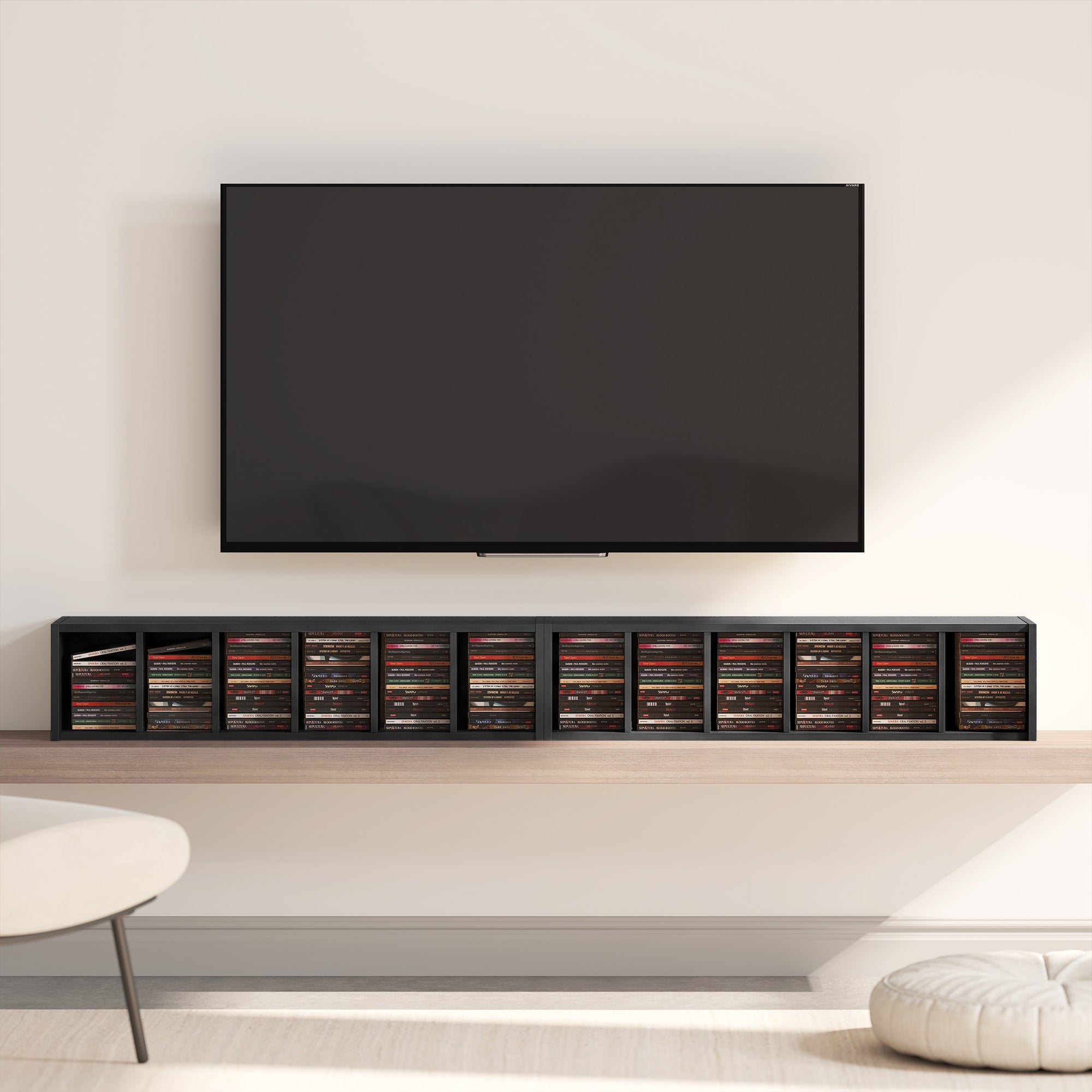 HOMCOM Set of 2 CD Media Display Shelf Unit Tower Rack with Adjustable Shelves, Black 