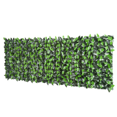 Outsunny Artificial Leaf Hedge Screen Privacy Fence Panel for Garden Outdoor Indoor Decor 3M x 1M Light Green and Dark Green 