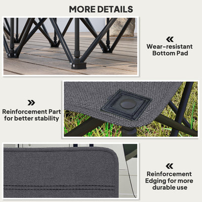 Outsunny 6 Seater Folding Camping Chair with Cup Holder & Carry Bag - Charcoal Grey 