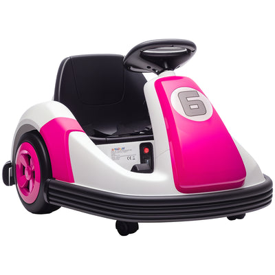 AIYAPLAY Kids Bumper Car with 360-Degree Rotation, 6V Electric Ride On Car with Music and Horn for 3-8 Years Old, Pink 