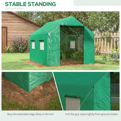 Outsunny Polyethylene Walk-in Polytunnel Greenhouse, 2 x 3(m), Green 