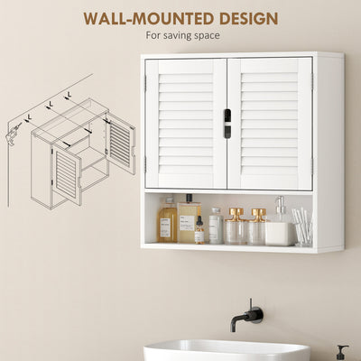 HOMCOM Bathroom Cabinet, Wall Mounted Storage Cabinet with Adjustable Shelves, 60 x 20 x 60 cm, White 