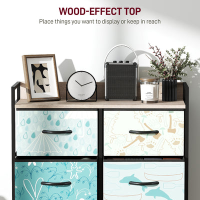 HOMCOM 6-Drawer Chest of Drawers - Blue 