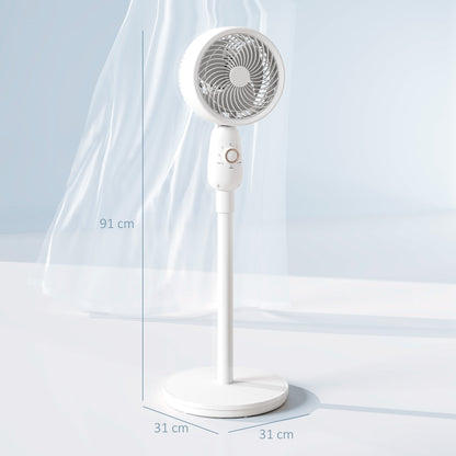 HOMCOM Pedestal Fan, Powerful Air Circulator, 12 Inch Floor Standing Fan with 3 Speed Settings, Oscillating Function for Bedroom, Home and Office, White 