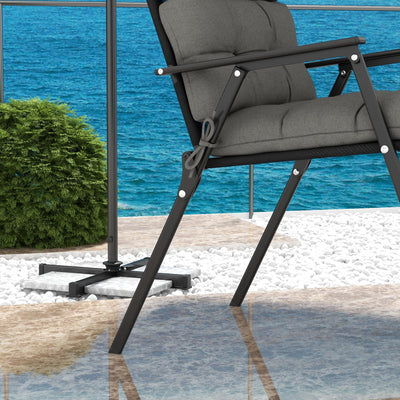Outsunny 2-Piece Seat Cushion Replacement with Backrest, Garden Patio Chair Cushions Set with Ties, Charcoal Grey 
