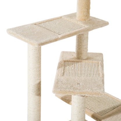 PawHut 100 cm Cat Tree for Indoor Cats Kitten Scratch Scratching Post Climbing Tower Activity Centre Beige 