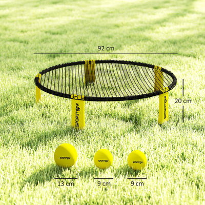 SPORTNOW Spike Ball Set, Mini Beach Games Set with Net, 3 Balls and Ball Pump, Portable with Carrying Bag for Outdoor Team Sports, Yellow 