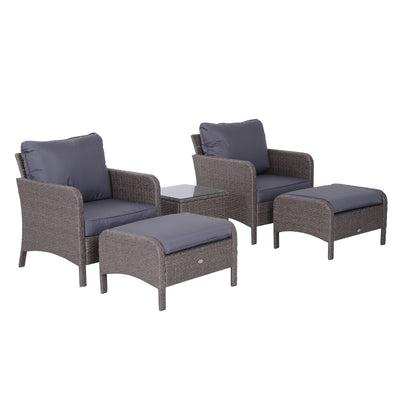 Outsunny 2-Seater Rattan Furniture Set, Steel Frame-Grey 