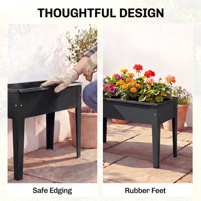 Outsunny Raised Planter, Metal Raised Garden Bed on Legs with Drainage Hole and Foot Covers, Black 