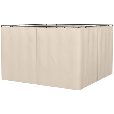 Outsunny Replacement Gazebo Curtains, 4-Panel Gazebo Side Panels Only, for 3 x 3 (M) Gazebos or Pergolas, Hooks/C-Rings Included, Beige 