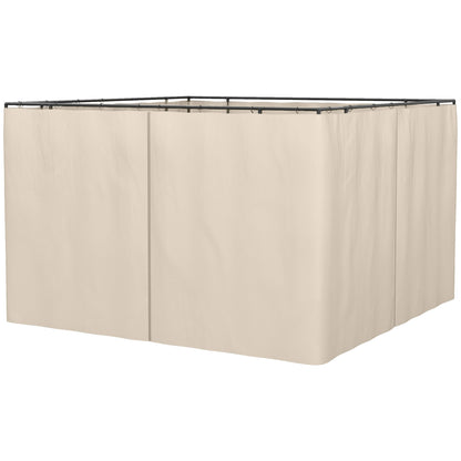 Outsunny Replacement Gazebo Curtains, 4-Panel Gazebo Side Panels Only, for 3 x 3 (M) Gazebos or Pergolas, Hooks/C-Rings Included, Beige 