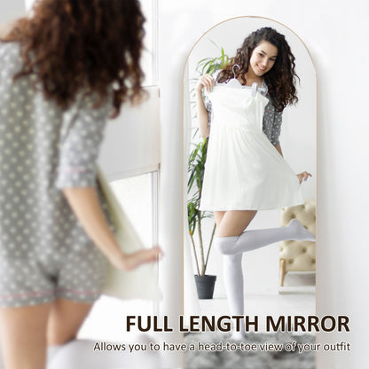 HOMCOM 150cm Arched Full Length Mirror - Gold Tone 