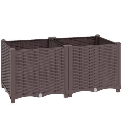 Outsunny Plastic Raised Garden Bed with Legs, Self Watering Elevated Planter Boxes with Drainage Holes and Plugs 