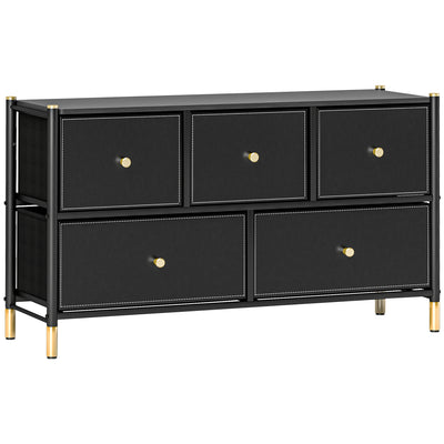 HOMCOM Faux Leather Front Chest of Drawers - Black 