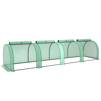 Outsunny PE Tunnel Greenhouse Green Grow House Steel Frame for Garden Backyard with Zipper Doors 395 x 100 x 80cm, Green 