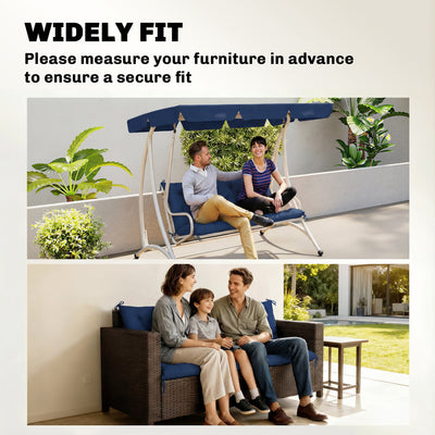 Outsunny 3 Seater Bench Cushion, Garden Chair Cushion with Back and Ties for Indoor and Outdoor Use, 98 x 150 cm, Dark Blue 