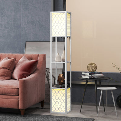 HOMCOM Duo Light Floor Shelves - White 