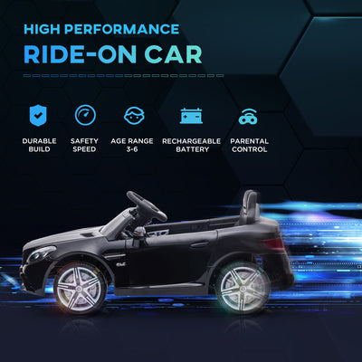 AIYAPLAY Benz SLC 300 Licensed 12V Electric Car for Kids, Kids' Electric Ride on with Parental Remote, Music Lights, Suspension Wheels for 3-6 Years, Black 