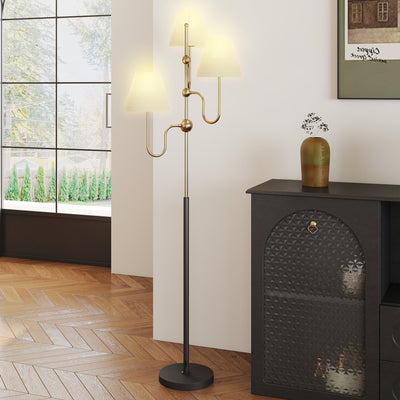 HOMCOM Floor Lamp, 165 cm Tall Standing Lamp with 3 Light and Foot Switch for Living Room, Bedroom, Bedside, Office, E27 Base Without Bulb (40W Max) 