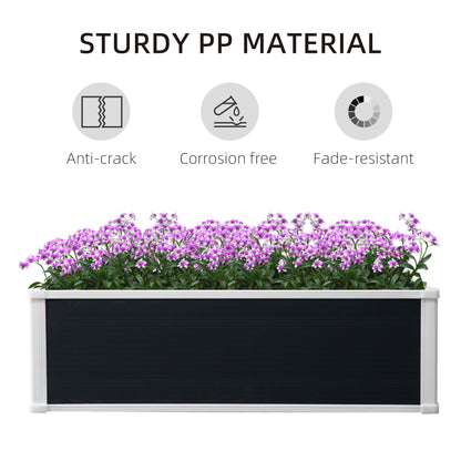 Outsunny 221L Raised Garden Bed, Weather-resistant PP Planter Box Containers for Outdoor Patio Plant Flower Vegetable,100 x 80 x 30 cm 