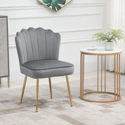 HOMCOM Velvet-Feel Shell Accent Chair - Grey 