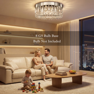 HOMCOM Crystal Chandeliers with 160 Crystal Pendants, 6-Light Ceiling Light for Living Room, Bedroom Dining Room, Silver Tone 