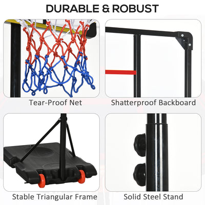 SPORTNOW Height Adjustable Basketball Hoop and Stand with Firm Backboard and Weighted Base, Portable on Wheels, Red 