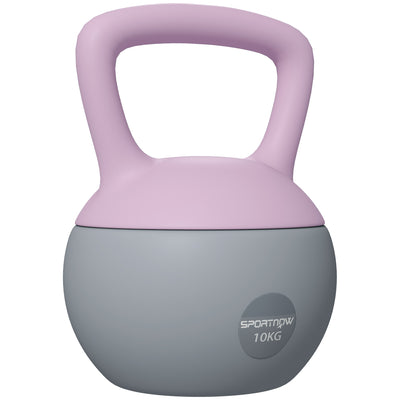 SPORTNOW Soft Kettlebell, 10kg Kettle Bell with Non-Slip Handle for Home Gym Weight Lifting and Strength Training, Purple and Grey 