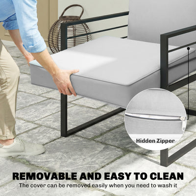 Outsunny Outdoor Seat and Back Cushion Set, 63L x 55W x 15Dcm Patio Deep Seating Chair Fade Resistant Replacement Cushion, Light Grey 