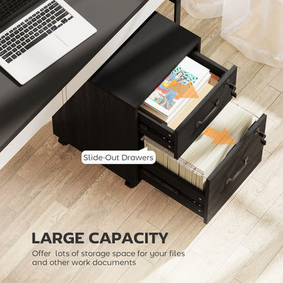 HOMCOM Rolling File Cabinet with 2 Drawers, Mobile Filing Cabinet with Hanging File Folder for Letter Sized Documents, Black 