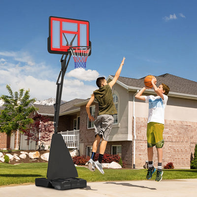 SPORTNOW Basketball Hoop Outdoor, Height Adjustable Basketball Hoop and Stand with Rebound System, Weighted Base, Portable on Wheels, 2.45-3.05m, for Teens, Juniors, Adults, Red 