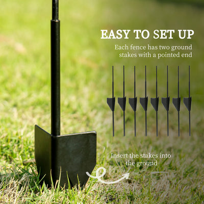 Outsunny Decorative Garden Fencing, 43in x 23ft Outdoor Picket Fence Panels, 8PCs Rustproof Metal Wire Landscape Flower Bed Border Edging Animal Barrier, Black 