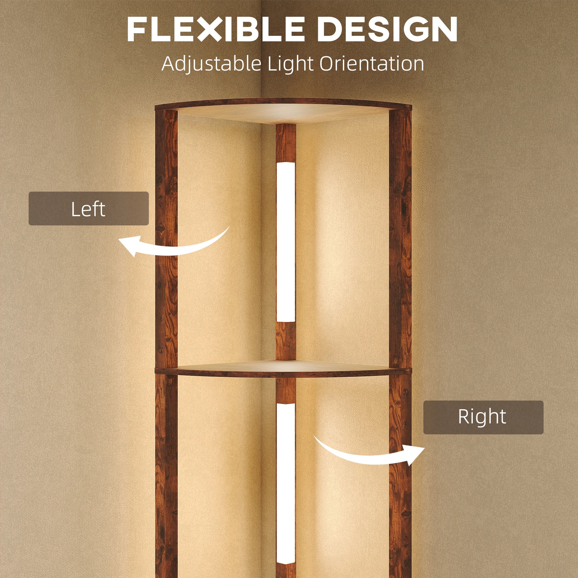 HOMCOM Three-Tier Corner Floor Lamp 