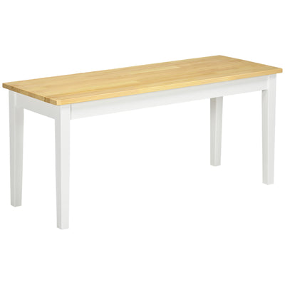HOMCOM 102 cm Wood Dining Bench for 2 People, Wooden Bench for Kitchen, Dining Room, Entryway, White 
