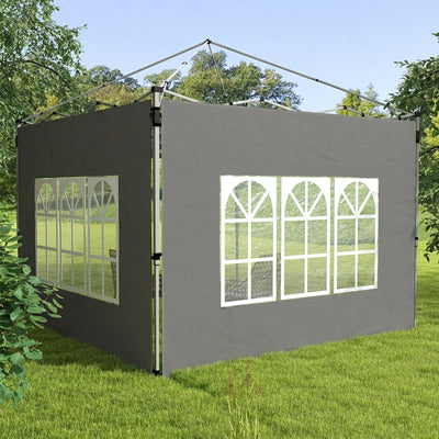 Outsunny Gazebo Side Panels, Sides Replacement with Window for 3x3(m) or 3x4m Pop Up Gazebo, 2 Pack, Dark Grey 